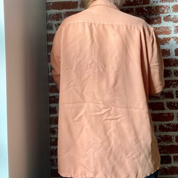 Men’s orange silky casual button down - Picture 5 of 7